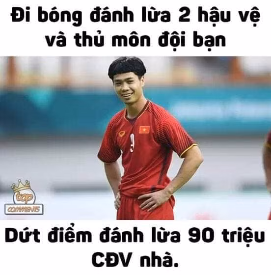 Pha bóng gây tiếc nuối của Công Phượng đã nhanh chóng thành chủ đề hot sau trận đấu hôm nay. (Ảnh: Top Comments).
