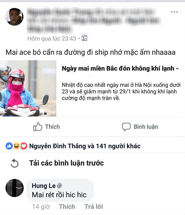 Không quên dặn nhau “giữ ấm” khi ra ngoài.