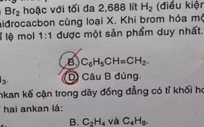 Đáp án “B”. Còn đáp án D là… Câu B đúng.
