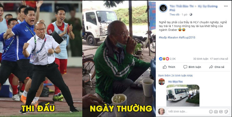 Dân mạng chia sẻ rầm rộ hình ảnh được cho là HLV Park Hang-seo đang tranh thủ chạy xe ôm để tăng thu nhập.