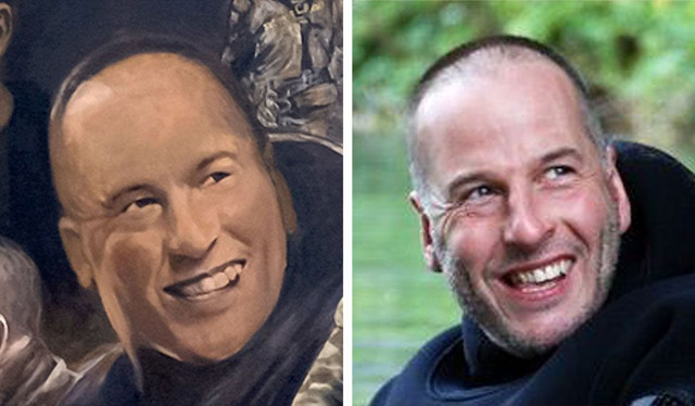 Bức tranh vẽ một số thành viên đội cứu hộ đóng vai trò quan trọng trong việc giải cứu đội bóng nhí, trong đó có thợ lặn người Anh Rick Stanton.