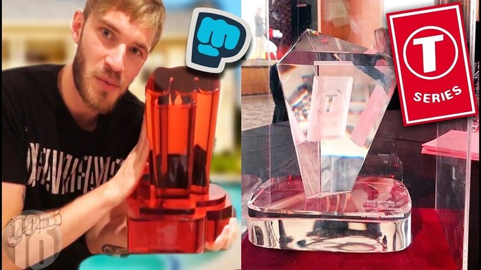 Nút Custom Play Button của PewDiePew và T-Series.
