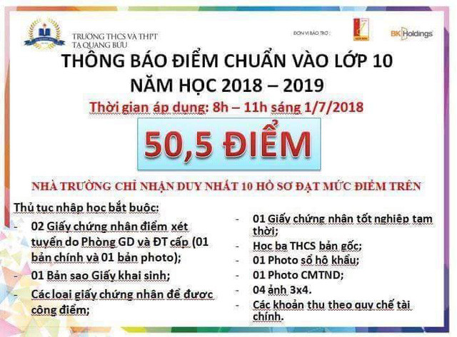 Sáng 1/7, điểm chuẩn bị đẩy lên mức 50,5. 
