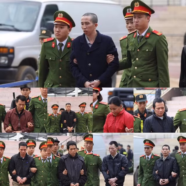9 bị cáo trong vụ án. Ảnh: Trần Thanh.