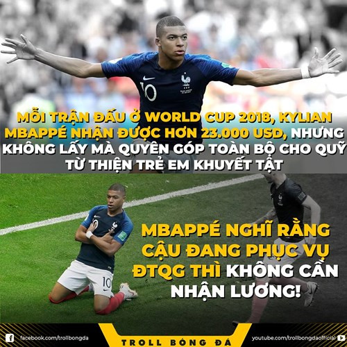 Kylian Mbappe tài đức vẹn toàn. (Ảnh: Troll bóng đá).