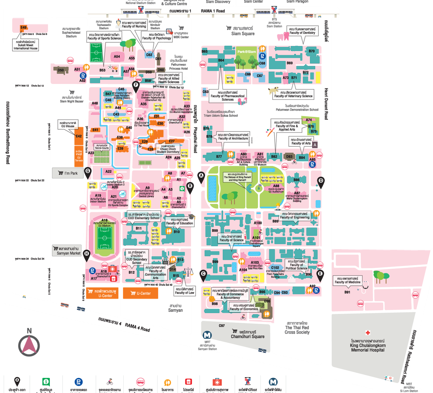Bản đồ để CU-ers "né" cảnh lạc đường trong khuôn viên siêu rộng và phức tạp. (Ảnh: Chulalongkorn University)