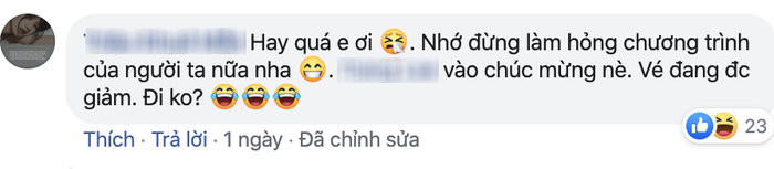 “Nhớ đừng làm hỏng chương trình người ta nữa nha”, một cư dân mạng Việt Nam bình luận. (Ảnh chụp màn hình)