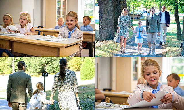 Công chúa Thụy Điển Estelle hào hứng khi được cha mẹ đưa đến trường ngày 21/8/2018