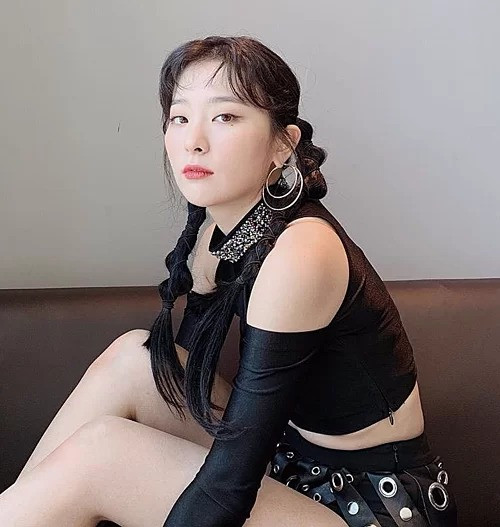 Seulgi cũng tươi xinh với kiểu tóc buộc hồ lô hai bên.