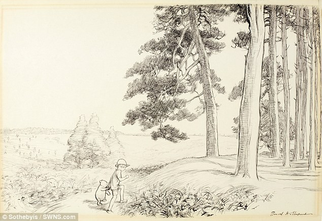 Cảnh hai người bạn thân thiết - cậu bé Christopher Robin và gấu Pooh - nắm tay nhau bước lên chỗ cao nhất của “khu rừng trăm mẫu”, nói lời tạm biệt cuối cùng. Cảnh hai người bạn thân thiết - cậu bé Christopher Robin và gấu Pooh - nắm tay nhau bước lên chỗ cao nhất của “khu rừng trăm mẫu”, nói lời tạm biệt cuối cùng.