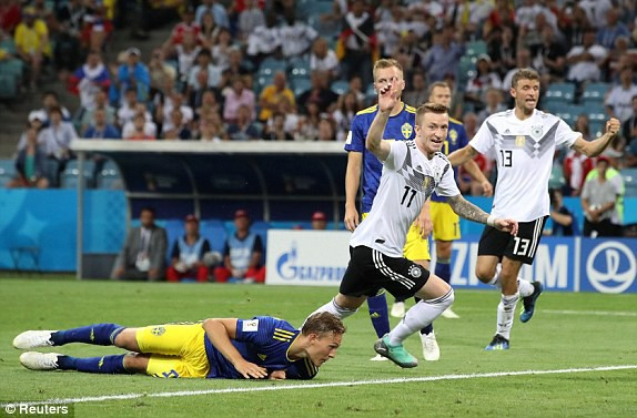 Marco Reus lập công gỡ cho đội tuyển Đức. Ảnh Reuters.