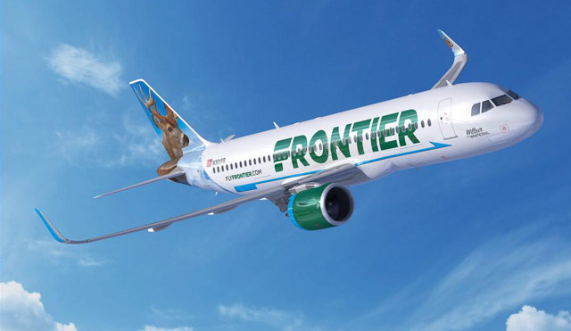 Máy bay của hãng hàng không Frontier Airlines.