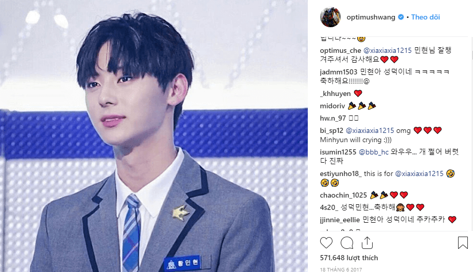 Các fan đã nhiệt tình tag Junsu vào tài khoản IG của Minhyun.