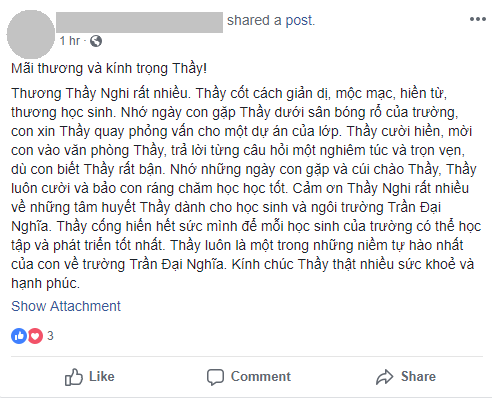 Bao giờ thầy cũng mỉm cười chào lại.