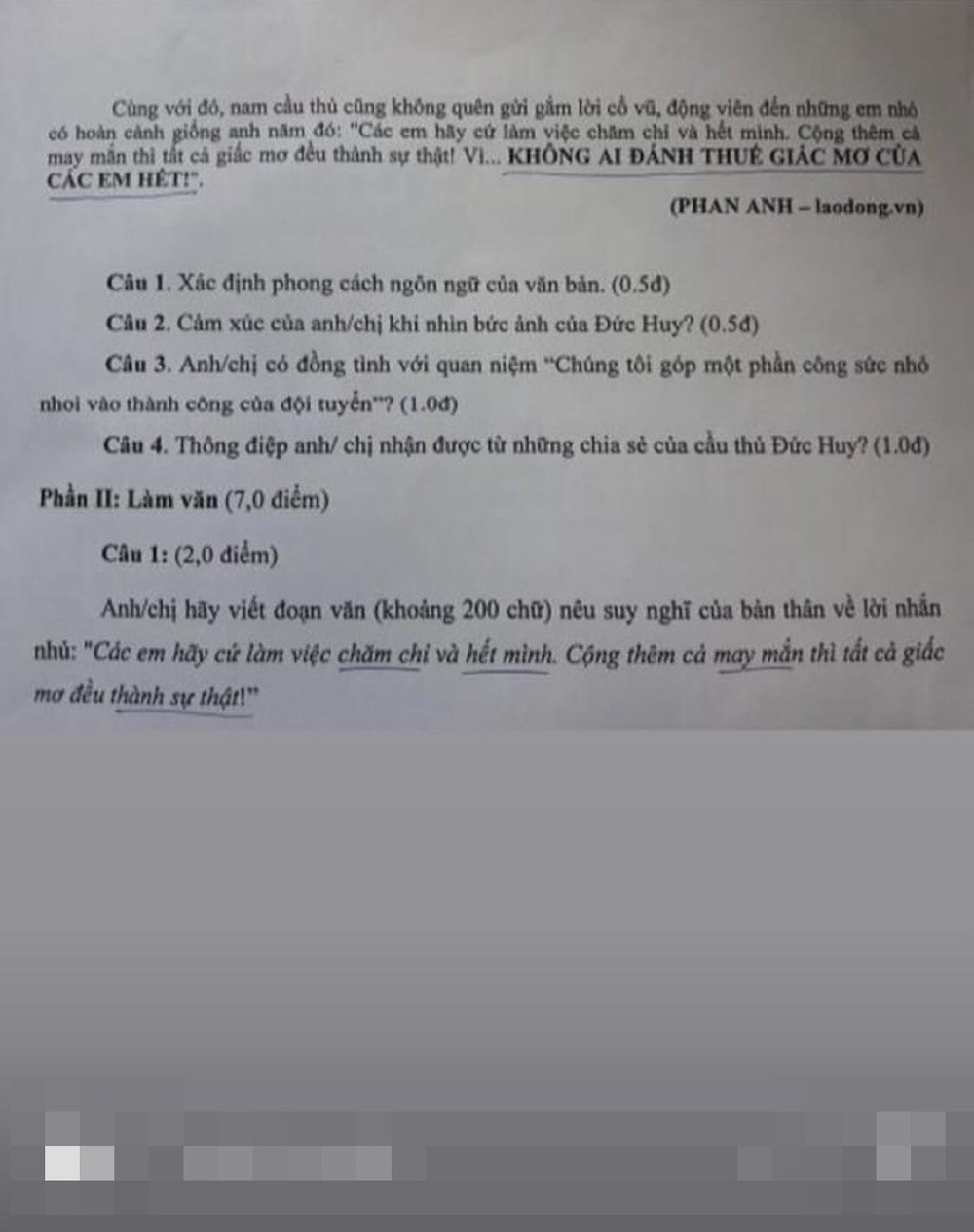 Những câu hỏi khai thác những khía cạnh ý nghĩa, nhân văn trong câu chuyện cậu bé nhặt bóng Đức Huy.