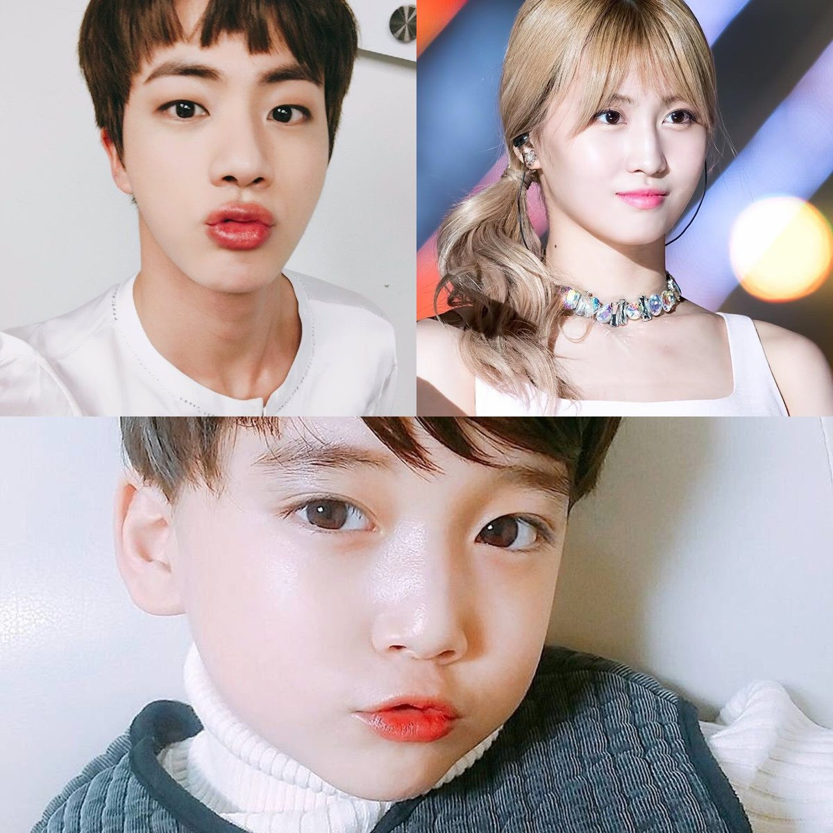 Mỹ nam mỹ nữ K-Pop gặp nhau, dĩ nhiên sẽ tạo ra những em bé xinh xắn như Im Taehovậy. Taeho có đôi môi hồng tự nhiên giống Jin, và vẻ phụng phịu đáng yêu của Momo.