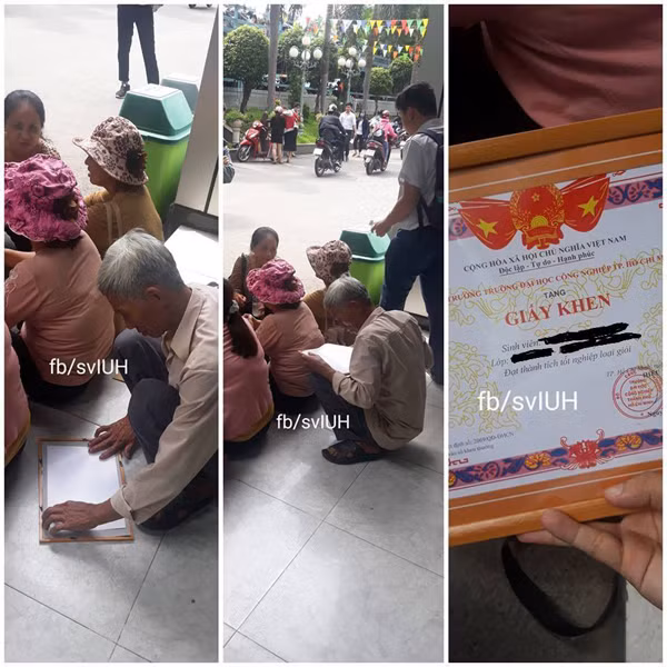 Xúc động với bức ảnh người cha già nâng niu tấm bằng Đại học loại Giỏi của con ảnh 1