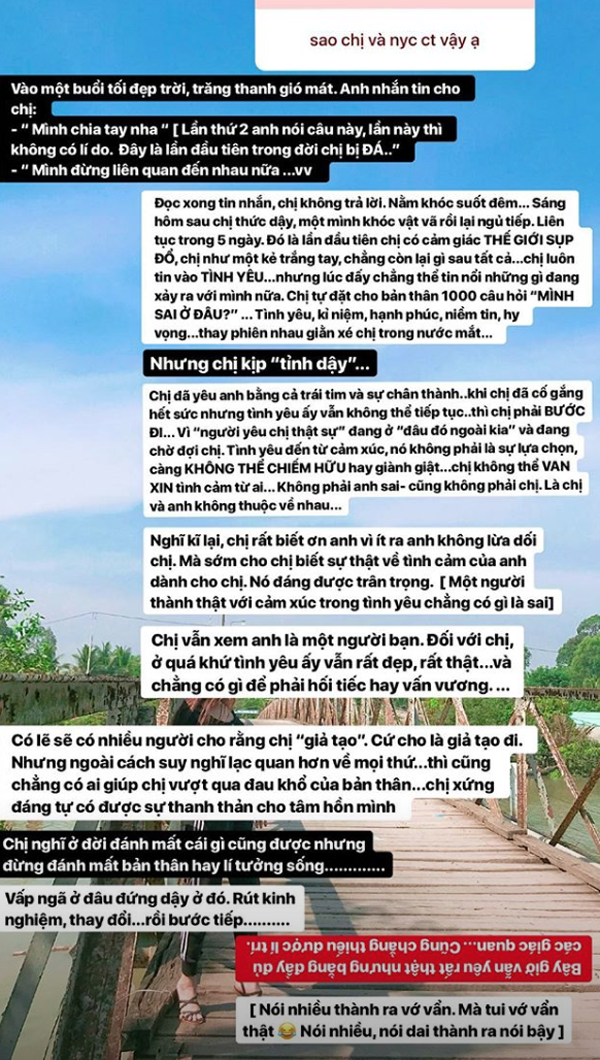 Chia sẻ của Yến Xuân về người yêu cũ.