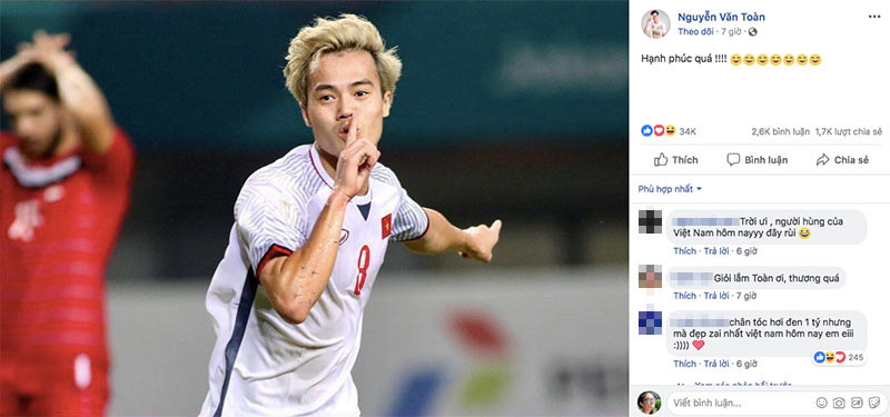 Văn Toàn hạnh phúc khi tạo nên kỳ tích, đưa Việt Nam vào vòng bán kết ASIAD.