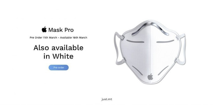 Mẫu khẩu trang mang thiết kế đơn giản, tinh tế đậm chất Apple. (Ảnh: Justin Ciappara)