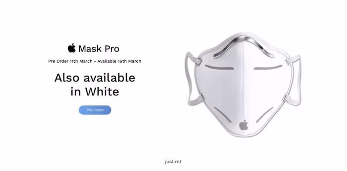 Mẫu khẩu trang mang thiết kế đơn giản, tinh tế đậm chất Apple. (Ảnh: Justin Ciappara)