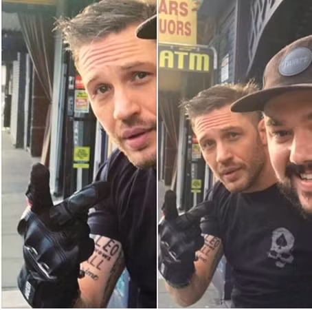 Bức ảnh cho thấy hình xăm “Leo biết tuốt” trên bắp tay của Tom Hardy.
