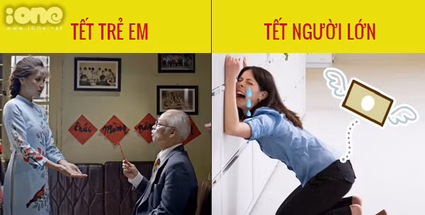 Trẻ em tích cực thu gom lì xì còn người lớn "khóc cả dòng sông" khi tiền cứ ào ào ra khỏi túi.