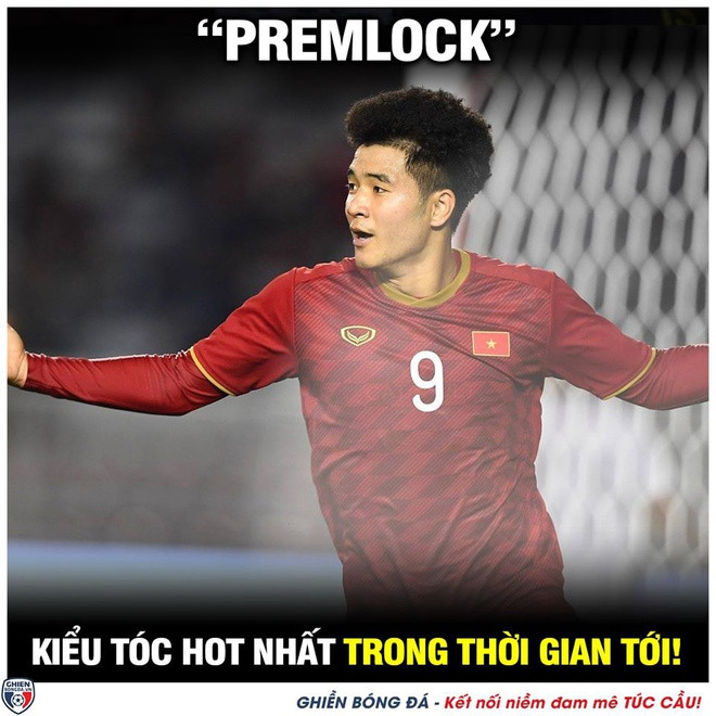 Tiểu tóc xoăn tít của Đức Chinh được dân mạng chia sẻ khắp mạng xã hội. Ảnh: Ghiền Bóng Đá.