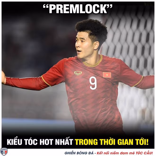 Tiểu tóc xoăn tít của Đức Chinh được dân mạng chia sẻ khắp mạng xã hội. Ảnh: Ghiền Bóng Đá.