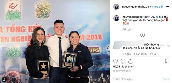 Bức hình duy nhất và Quang Hải giữ lại trên Instagram.