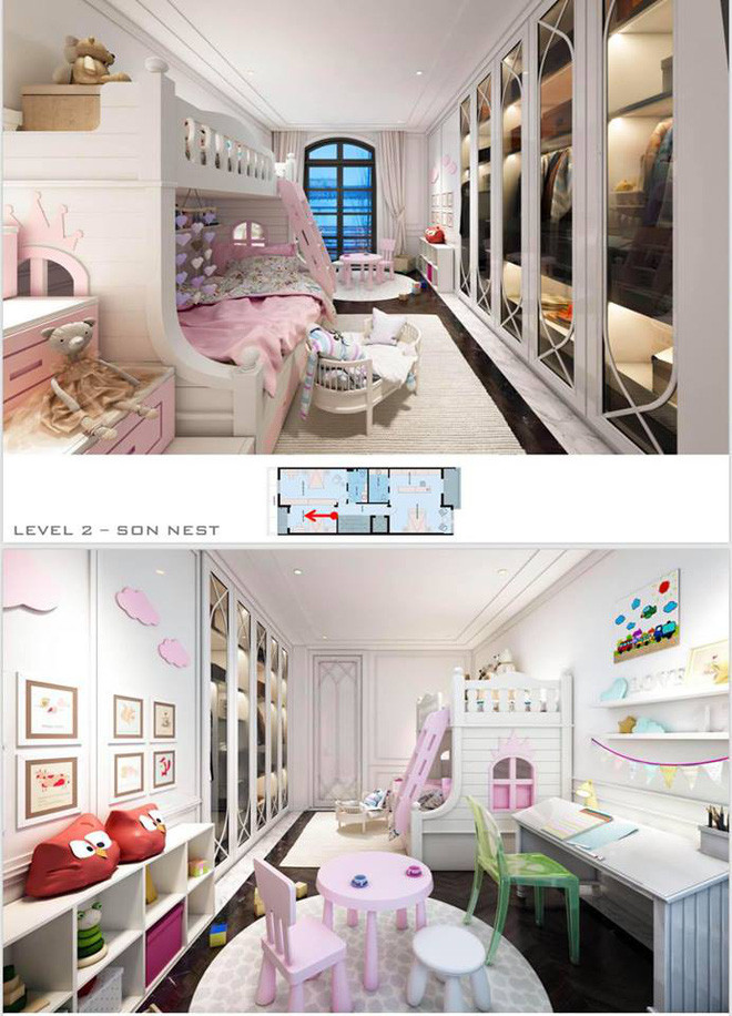 Phòng ngủ của các bé thì màu sắc trẻ trung, vui tươi hơn.