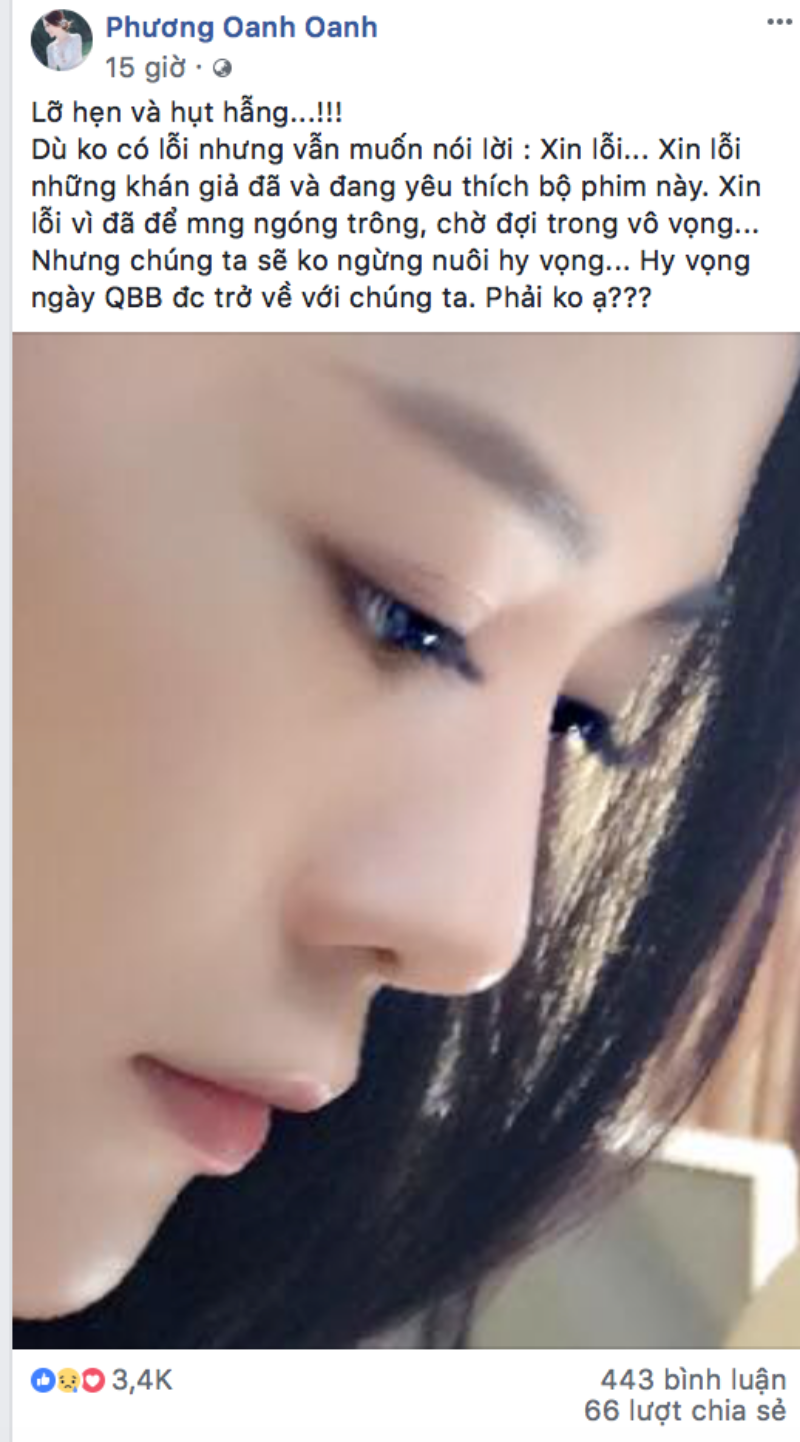 Phương Oanh gửi lời xin lỗi tới khán giả.
