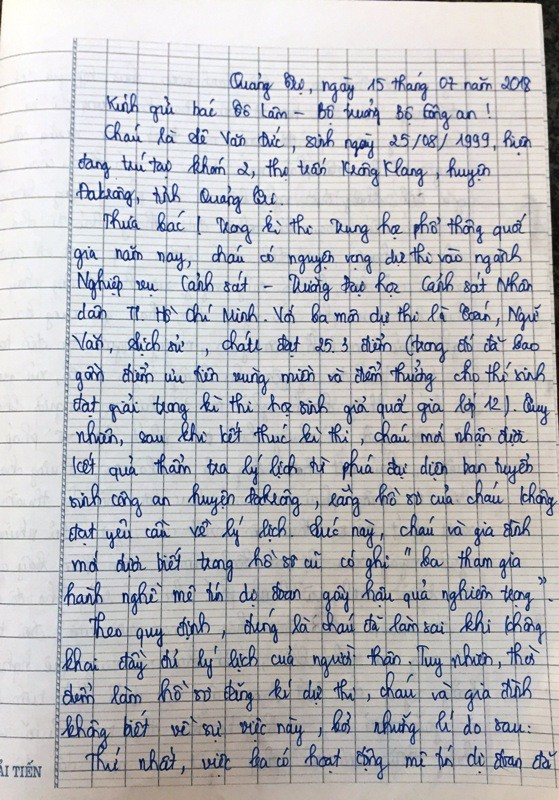Một phần bức thư Đức gửi Bộ trưởng Bộ Công an. Một phần bức thư Đức gửi Bộ trưởng Bộ Công an.