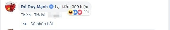 Duy Mạnh liền nhảy vào và vô tình tiết lộ số tiền “khủng” chàng trai này có thể nhận được sau 1 bài đăng PR thế này.