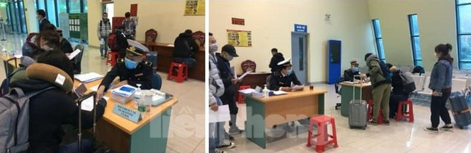 Khách qua cửa khẩu Hữu Nghị được giám sát chặt chẽ . Ảnh do ngành Y tế Lạng Sơn cung cấp