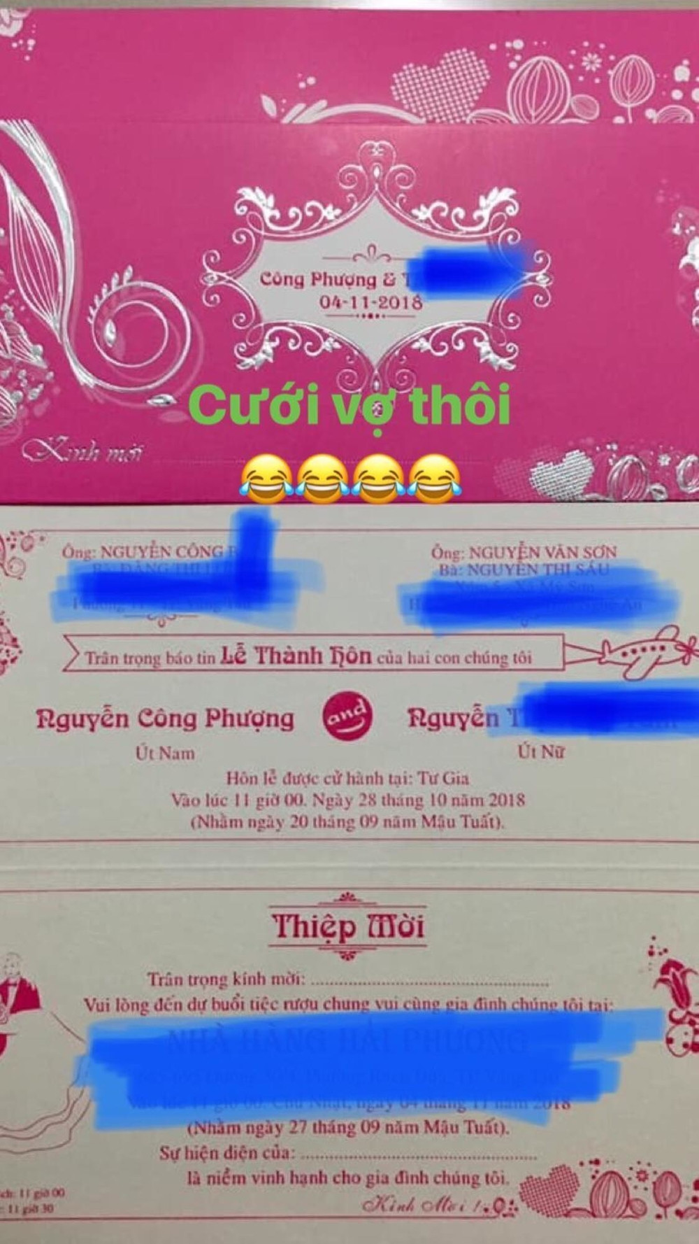Nguyễn Công Phượng đăng lên story thiệp mời đám cưới.
