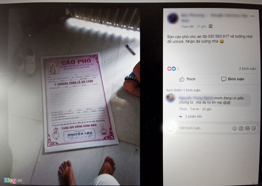 Các mẫu cáo phó được bán tràn lan trên Facebook được dùng để "đánh sập" tài khoản cá nhân.