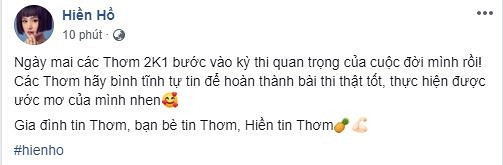 Lời chúc dễ thương của nữ ca sĩ Hiền Hồ dành cho các bạn sĩ tử 2K1.