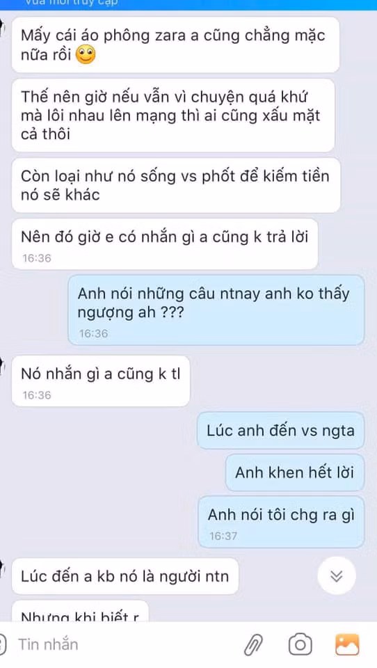 Đoạn tin nhắn được cho là của Trần Nghĩa với "người thứ ba".