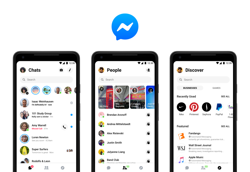 Giao diện mới của Facebook Messenger.