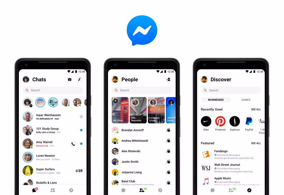 Giao diện mới của Facebook Messenger.