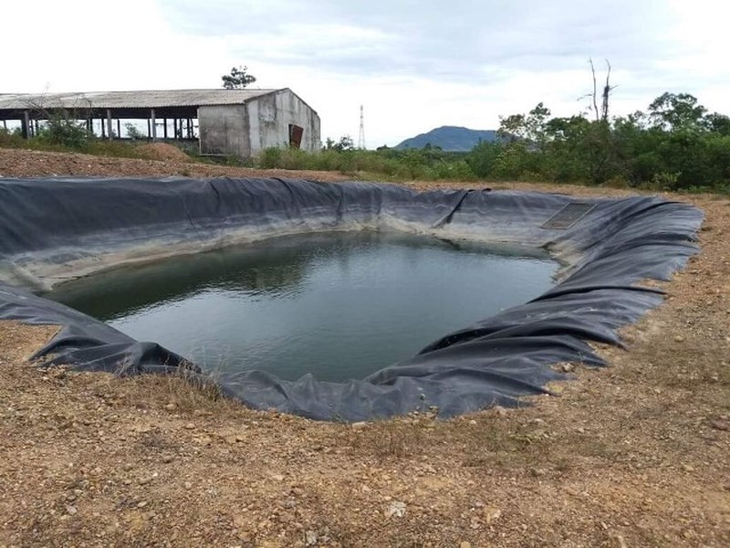 Hồ nước tại trang trại của Chủ tịch xã Kỳ Hưng nơi cháu Mạnh tử vong.