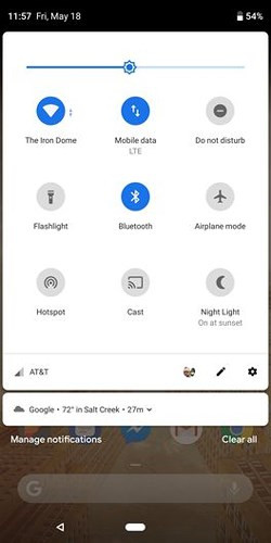 5. Android P có giao diện hoàn toàn mới. Các góc tròn trên các thông báo và cửa sổ cài đặt nhanh được xuyên suốt giao diện.