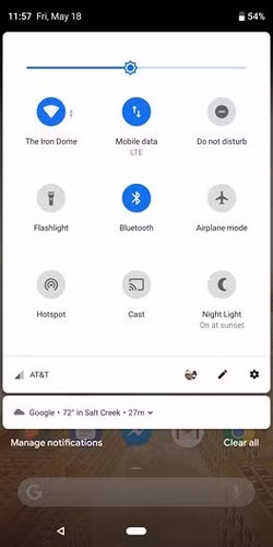5. Android P có giao diện hoàn toàn mới. Các góc tròn trên các thông báo và cửa sổ cài đặt nhanh được xuyên suốt giao diện.