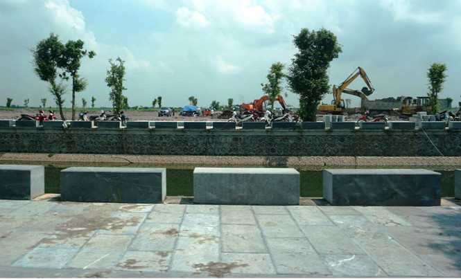 Khu đất tại thôn 13, xã Quang Thiện đang được gấp rút chuẩn bị để làm tang lễ cho Chủ tịch nước. ẢNH: MINH HẢI.