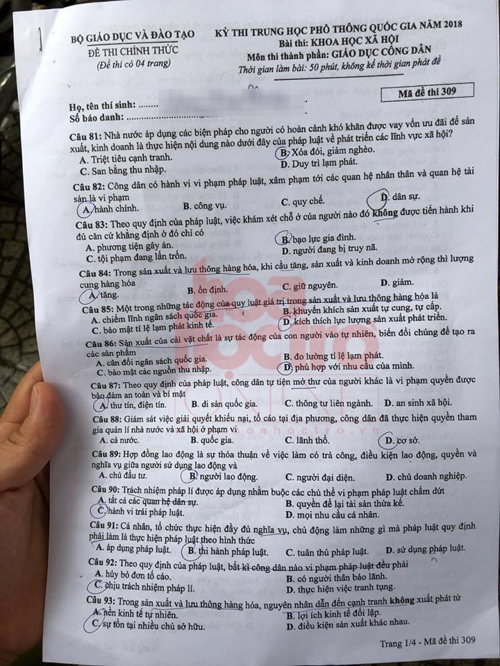 "Thử thách" với trọn bộ đề thi tổ hợp môn KHXH kỳ thi THPT Quốc gia 2018 ảnh 9