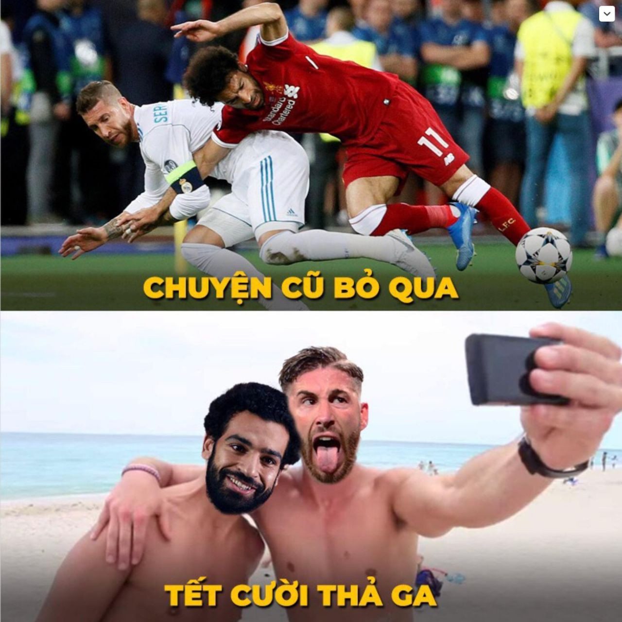 Lời nhắn “chuyện cũ bỏ qua” từ những fan yêu bóng đá. (Ảnh: Troll bóng đá)