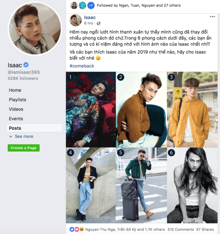 Dòng trạng thái nhìn lại thời thanh xuân của Isaac.