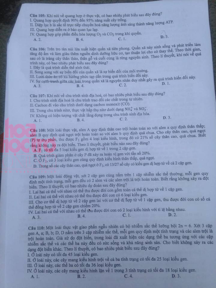 Bộ đề thi trắc nghiệm tổ hợp môn KHTN đây rồi, bạn làm được bao nhiêu câu? ảnh 7