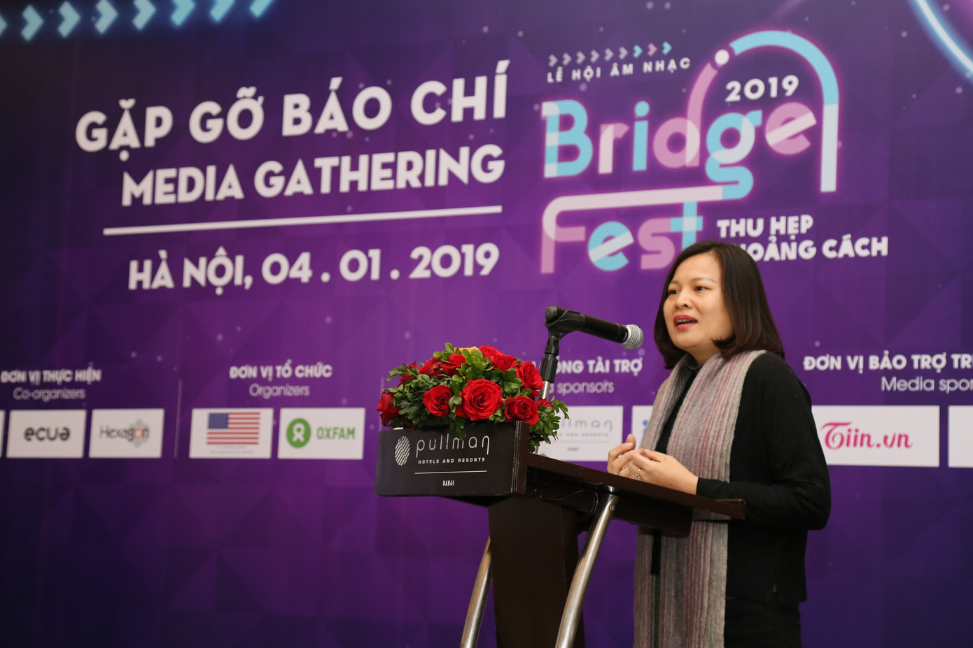 Bà Vũ Thị Quỳnh Hoa, Đại diện Oxfam chia sẻ về BridgeFest 2019 và chiến dịch Thu hẹp Khoảng cách.